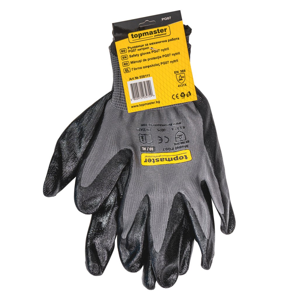 TOP MASTER PRO Mănuși de protecție PG07 nitryl TMP Învelișul din nitril oferă o rezistență excelentă la rupere, uzură și perforare, precum și o bună aderență atunci când s Top Master Pro - scule electrice si unelte profesionale - BricoMart