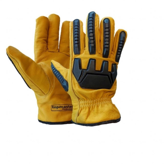 TOP MASTER PRO Mănuși rezistente la impact si taiere TMP - PG05 Material moale din piele de vițel de clasă superioară Căptușeală din kevlar – ignifug și rezistent la perforare Acoperit Top Master Pro - scule electrice si unelte profesionale - BricoMart
