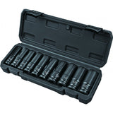 TOP MASTER PRO Set 10 chei tubulare lungi de impact 1/2" 10 - 24mm TMP Material: otel calit crom - molibden de inalta calitate Potrivit pentru chei de impact pneumatice Cutie de depozitare Top Master Pro - scule electrice si unelte profesionale - BricoMart