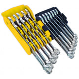 TOP MASTER PRO Set 12 buc chei combinate 8 - 19 mm PREMIUM TMP Material: otel crom - vanadiu de inalta calitate Profilul cu 6 fete (6 x GRIP ON) prinde cu pana la 85% din suruburi si pi Top Master Pro - scule electrice si unelte profesionale - BricoMart