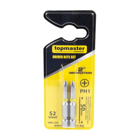 TOP MASTER PRO Set 2 biti PH1 50mm TMP Fabricat din oțel S2 de înaltă calitate, tratat termic într - un mediu vidat, care oferă o rezistență de uzură de până la Top Master Pro - scule electrice si unelte profesionale - BricoMart