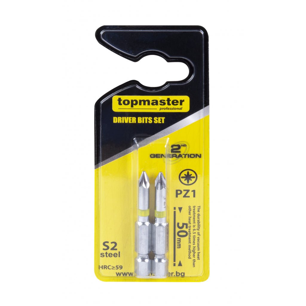 TOP MASTER PRO Set 2 biti PZ1 50mm TMP Fabricat din oțel S2 de înaltă calitate, tratat termic într - un mediu vidat, care oferă o rezistență de uzură de până la Top Master Pro - scule electrice si unelte profesionale - BricoMart