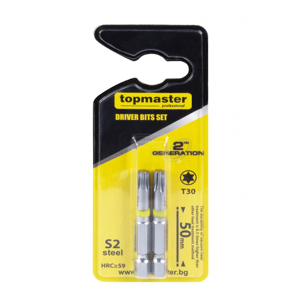 TOP MASTER PRO Set 2 biti T30 50mm TMP Fabricat din oțel S2 de înaltă calitate, tratat termic într - un mediu vidat, care oferă o rezistență de uzură de până la Top Master Pro - scule electrice si unelte profesionale - BricoMart