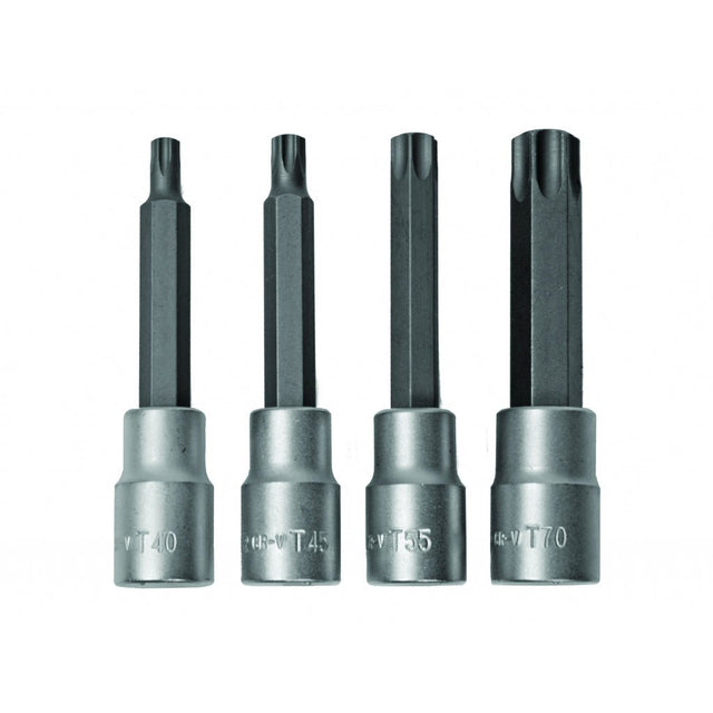 TOP MASTER PRO Set 4 biti torx act.1/2" T40 - T70 100mm CR - V TMP Material: otel calit S2 Top Master Pro - scule electrice si unelte profesionale - BricoMart