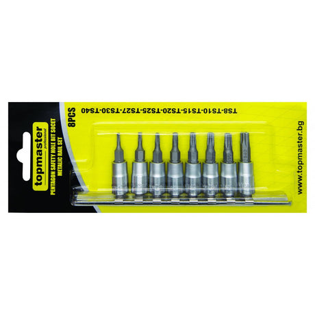 TOP MASTER PRO Set 8 biti Torx 1/4' TS8 - 40 TMP Material:otel crom - vanadiu cu rezistenta crescuta la uzura Prindere patrat 1/4 " Top Master Pro - scule electrice si unelte profesionale - BricoMart