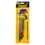 TOP MASTER PRO Set 9 chei imbus extra lungi COLOR TMP Fabricat din Otel Cr - V Ofera precizie si o potrivire perfecta cu capul surubului Top Master Pro - scule electrice si unelte profesionale - BricoMart