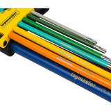 TOP MASTER PRO Set 9 chei TORX T10 - T50 extra lungi COLOR TMP Fabricat din Otel Cr - V Ofera precizie si o potrivire perfecta cu capul surubului Top Master Pro - scule electrice si unelte profesionale - BricoMart