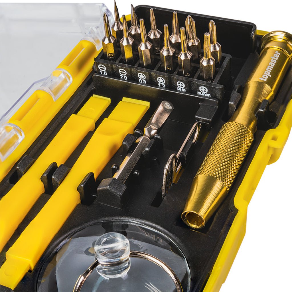 TOP MASTER PRO Set de biți de precizie, 19 buc. Fabricarea precisă a fiecărui element din set garantează acuratețe și siguranță atunci când se lucrează cu piese mici și Top Master Pro - scule electrice si unelte profesionale - BricoMart