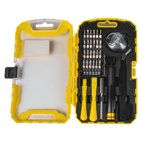 TOP MASTER PRO Set de biți de precizie, 32 buc. Setul include o mare varietate de biți care acoperă cele mai comune tipuri de șuruburi folosite în dispozitivele electro Top Master Pro - scule electrice si unelte profesionale - BricoMart