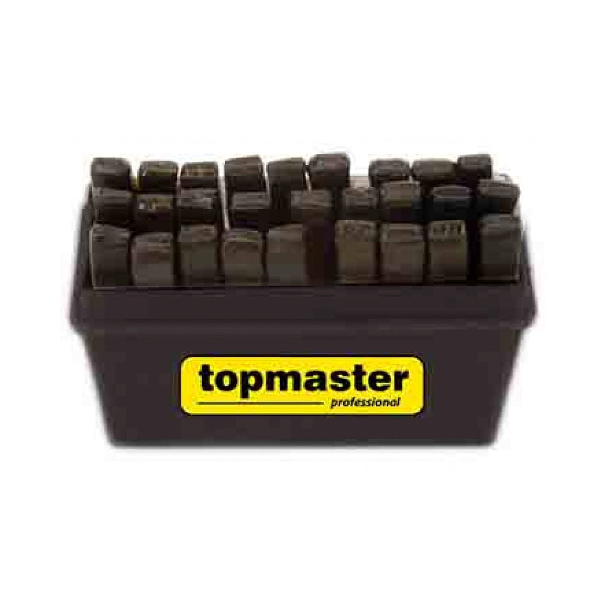 TOP MASTER PRO Set poansoane litere, crom 1,5mm - 12,5mm 27pcs TMP Piese metalice calite Cutie de depozitare Top Master Pro - scule electrice si unelte profesionale - BricoMart