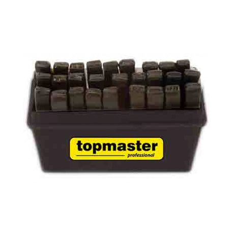 TOP MASTER PRO Set poansoane litere, crom 1,5mm - 12,5mm 27pcs TMP Piese metalice calite Cutie de depozitare Top Master Pro - scule electrice si unelte profesionale - BricoMart