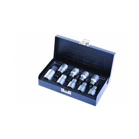 TOP MASTER PRO Set tubulare cu biti 1/2" 4 - 17mm 9pcs CR - V TMP Material: otel crom - vanadiu de inalta calitate Cutie metalica Top Master Pro - scule electrice si unelte profesionale - BricoMart