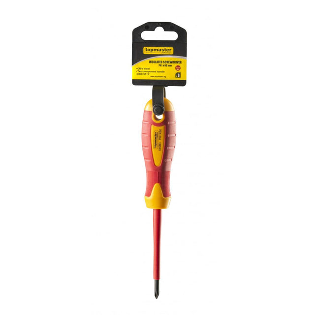 TOP MASTER PRO Surubelnita cruce izolata 1000V Ph1x 80mm CR - V TMP Șurubelniță izolată cu piesă de lucru din aliaj CR - V de înaltă calitate Mâner moale din două componente Izolează tensiun Top Master Pro - scule electrice si unelte profesionale - BricoMart