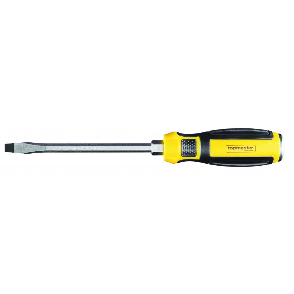 TOP MASTER PRO Surubelnita dreapta 6x125mm CR - V TMP Material:otel crom - vanadiu Cap metalic pentru impact Profil hexagonat Top Master Pro - scule electrice si unelte profesionale - BricoMart