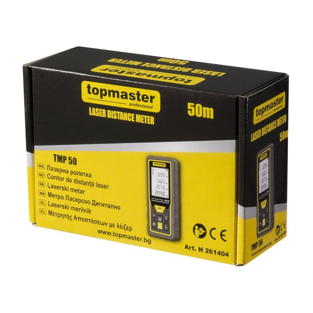 TOP MASTER PRO Telemetru laser 50 m TMP Dispozitiv de măsurare cu laser cu un domeniu maxim de măsurare de 50m Măsurători precise și rapide Măsurarea diferitelo Top Master Pro - scule electrice si unelte profesionale - BricoMart