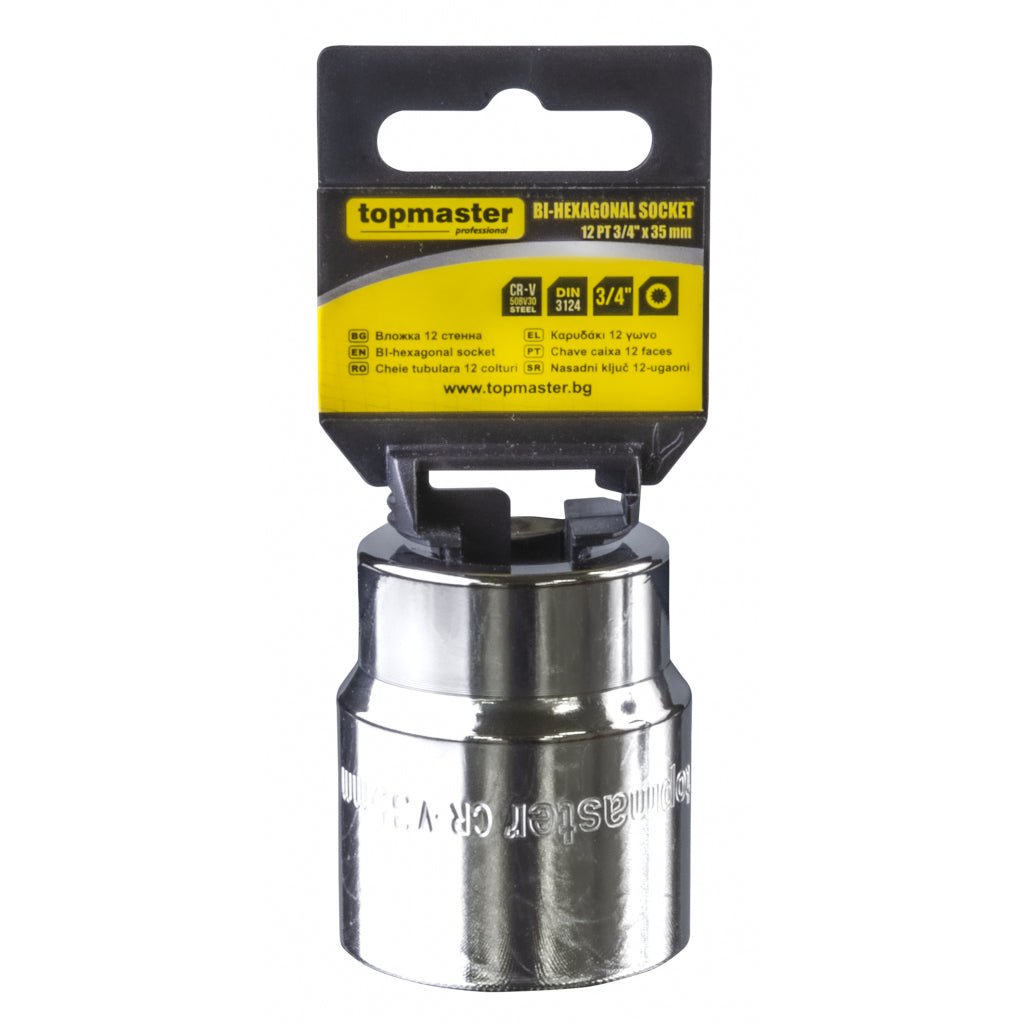 TOP MASTER PRO Tubulara 12PT 3/4" x 22mm TMP Material: otel crom - vanadiu de inalta calitate 50BV30. Cu acoperire anticoroziune Top Master Pro - scule electrice si unelte profesionale - BricoMart