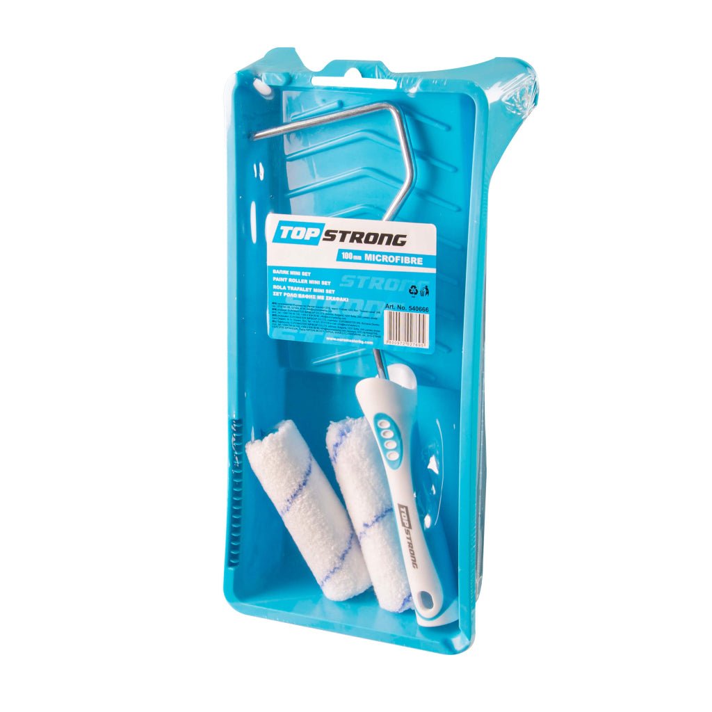 TOP STRONG Rola trafalet Mini 100mm TS Mâner ergonomic din plastic cu orificiu pentru agățat pentru o prindere ușoară în timpul lucrului Rolele din set sunt di Top Strong - scule electrice si unelte profesionale - BricoMart