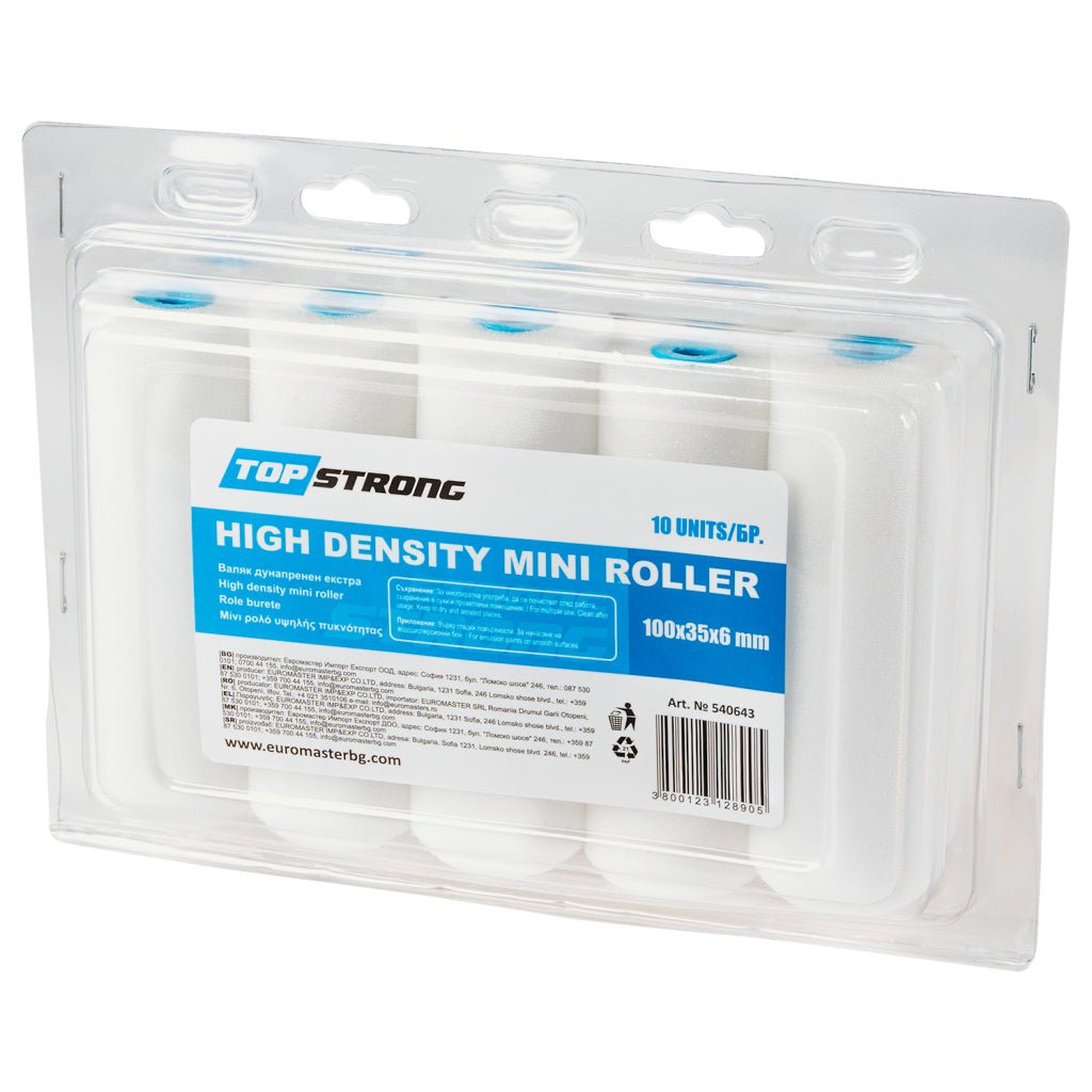 TOP STRONG Set 10 role burete 100x35mm TS Pentru aplicarea vopselelor cu dispersie de apă Top Strong - scule electrice si unelte profesionale - BricoMart