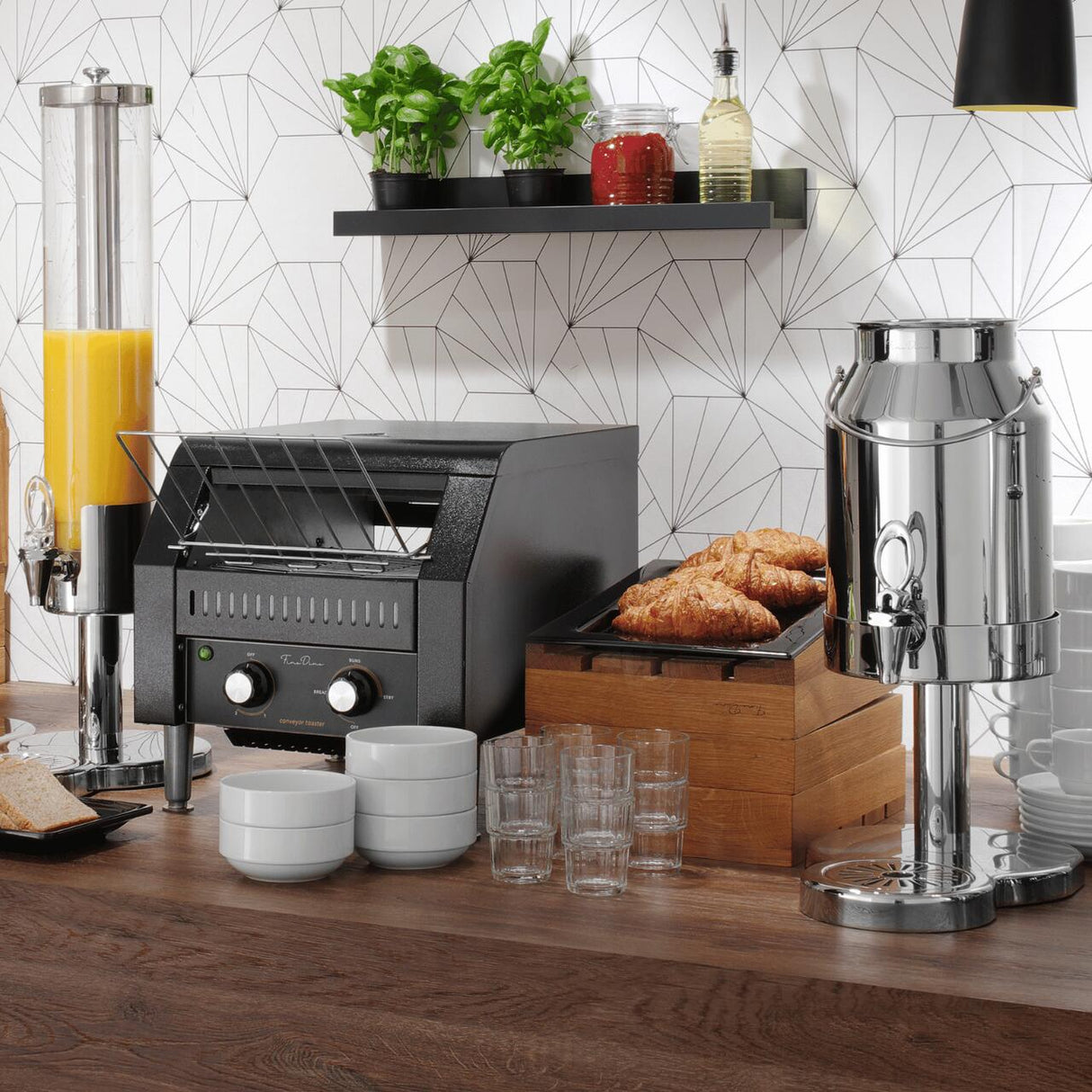 Toaster/prajitor de paine tip tunel dublu, Fine Dine, negru, 230V/2240W