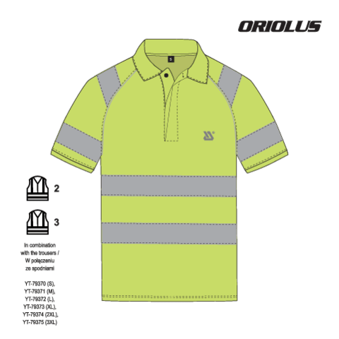 Tricou polo reflectorizant oriolus YATO YT-79413, XL - imagine 5