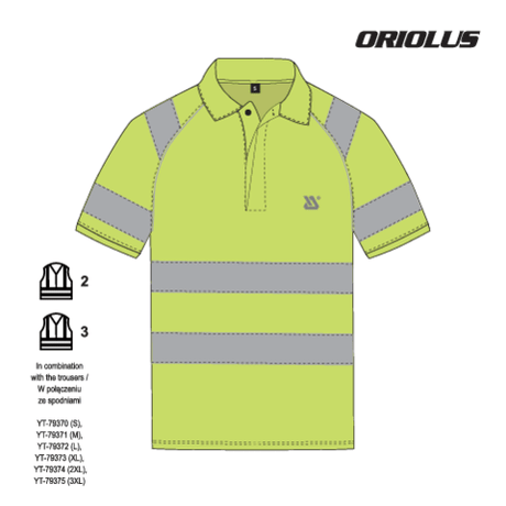 Tricou polo reflectorizant oriolus YATO YT-79414, 2XL - imagine 5