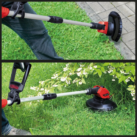 Trimmer de tuns iarba/gazon pe acumulator Einhell GE - CT 18 Li (1x 2,5 Ah Power X - Change (18 V, cap motor rotativ + inclinabil, Flowerguard, incl. 20 de lame din plastic, incl. acumulator de 2,5 Ah + incarcator Einhell - scule electrice si unelte profesionale - BricoMart