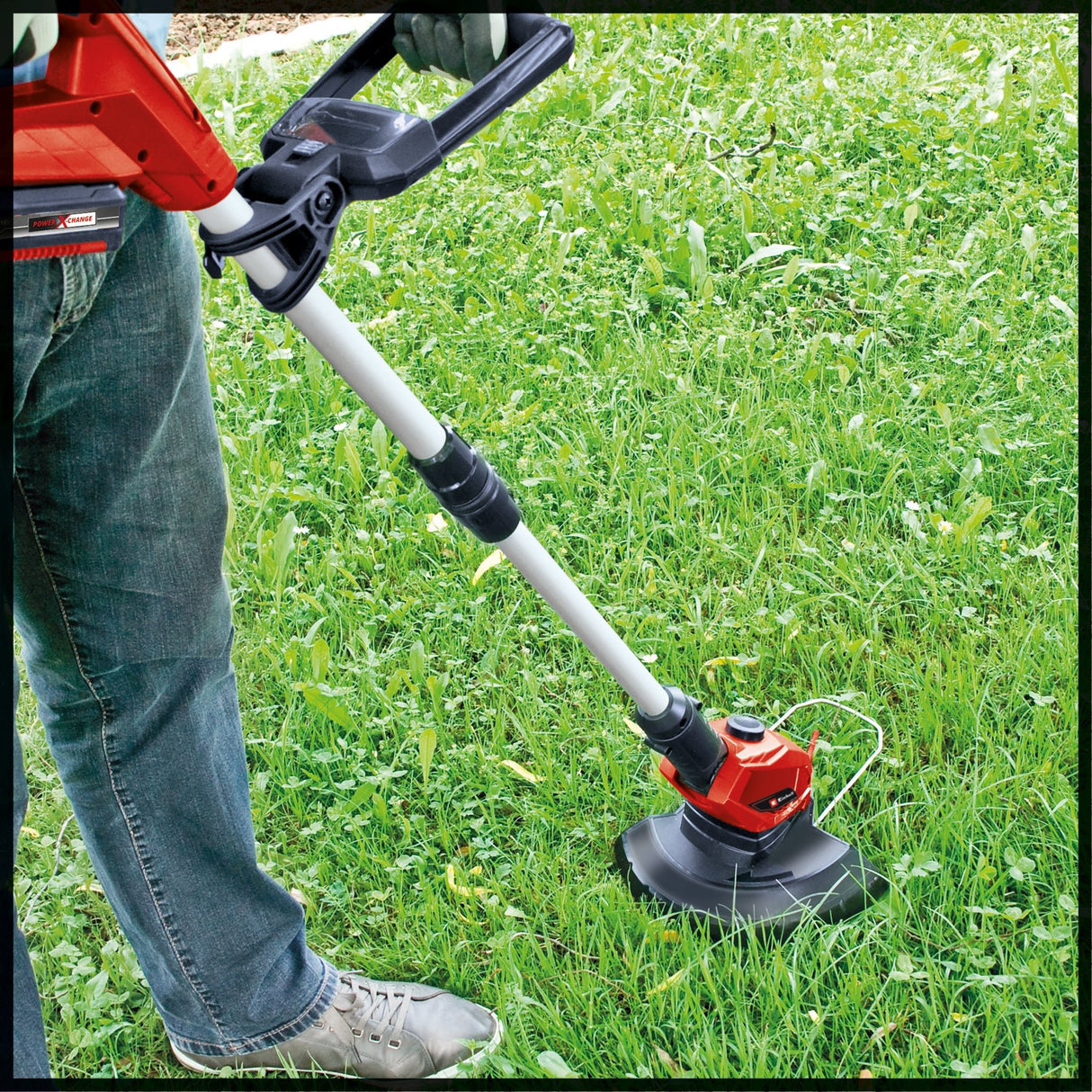 Trimmer de tuns iarba/gazon pe acumulator Einhell Power X - Change GE - CT 18 Li Solo (Li - Ion, 18V, 8500 rpm, cap motor rotativ si inclinabil, Flowerguard, fara acumulator si incarcator Einhell - scule electrice si unelte profesionale - BricoMart