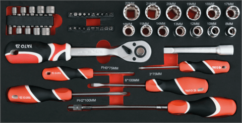 TROLER SCULE metal YATO YT - 09104 , 3 COMPARTIMENTE , echipat 78 de elemente YATO - scule electrice si unelte profesionale - BricoMart