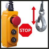 Troliu cu cablu Einhell TC - EH 1000 (1600 W, pentru ridicarea a pana la 500 kg la 18 m, pana la 999 kg la 9 m, functie de oprire, frana automata, decuplare automata a limitei, incl. rola de ghidare + blocare de siguranta, cablu de 18 m Ø 6 mm Einhell - scule electrice si unelte profesionale - BricoMart