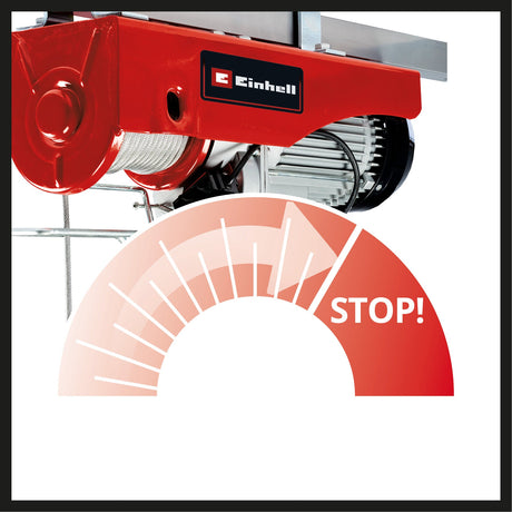 Troliu cu cablu Einhell TC - EH 1000 (1600 W, pentru ridicarea a pana la 500 kg la 18 m, pana la 999 kg la 9 m, functie de oprire, frana automata, decuplare automata a limitei, incl. rola de ghidare + blocare de siguranta, cablu de 18 m Ø 6 mm Einhell - scule electrice si unelte profesionale - BricoMart