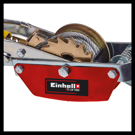 Troliu manual cu parghie Einhell TC - LW 1000, cablu de sarma fara rasucire de 2,2 metri, sarcina utila maxima cu rola de ghidare de 1000 kg, incl. o rola de ghidare cu carlig de sarcina si zavor de retinere Einhell - scule electrice si unelte profesionale - BricoMart