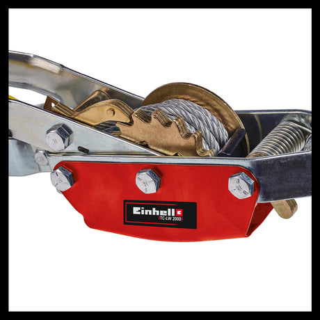 Troliu manual cu parghie Einhell TC - LW 2000, cablu de 3,3 metri fara rasucire, sarcina utila maxima cu rola de ghidare de 2000 kg, inclusiv o rola de ghidare cu carlig de sarcina si zavor de retinere Einhell - scule electrice si unelte profesionale - BricoMart