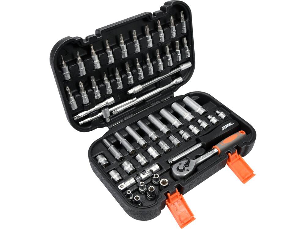 TRUSA CHEI TUBULARE STHOR 58643 + BITI STHOR, 1/4 - 56 PIESE STHOR - scule electrice si unelte profesionale - BricoMart