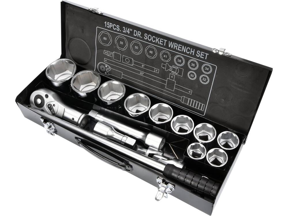 TRUSA CHEI TUBULARE YATO YT - 1334 CU CLICHET 3/4, 15 BUC YATO - scule electrice si unelte profesionale - BricoMart