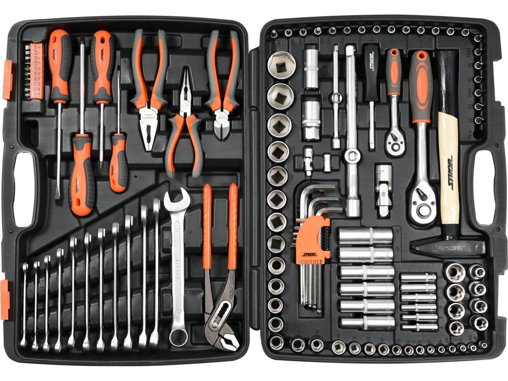 TRUSA TUBULARE 1/2 - 1/4, STHOR 58690 122 PIESE STHOR - scule electrice si unelte profesionale - BricoMart