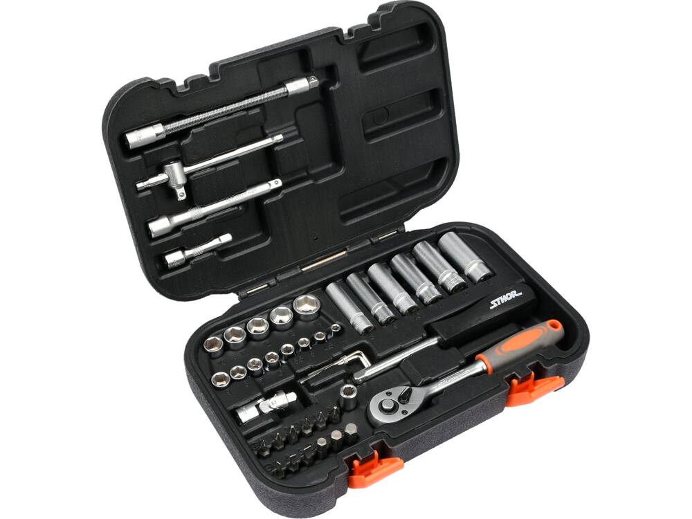 TRUSA TUBULARE 1/4, STHOR 58641 42 PIESE STHOR - scule electrice si unelte profesionale - BricoMart