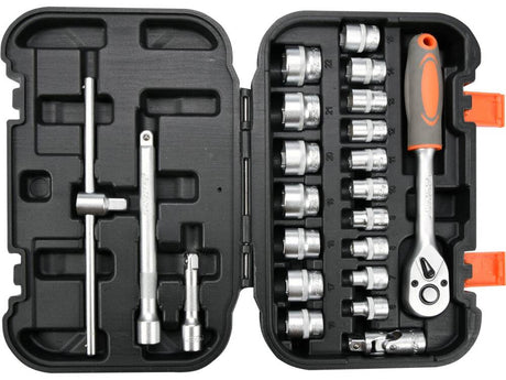 TRUSA TUBULARE 3/8, STHOR 58661 22 PIESE STHOR - scule electrice si unelte profesionale - BricoMart