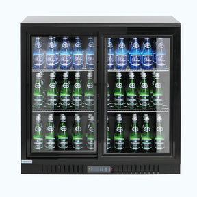 Vitrina frigorifica bar 198L cu doua usi glisante 900x520x(H)835 mm, negru, Barmatic