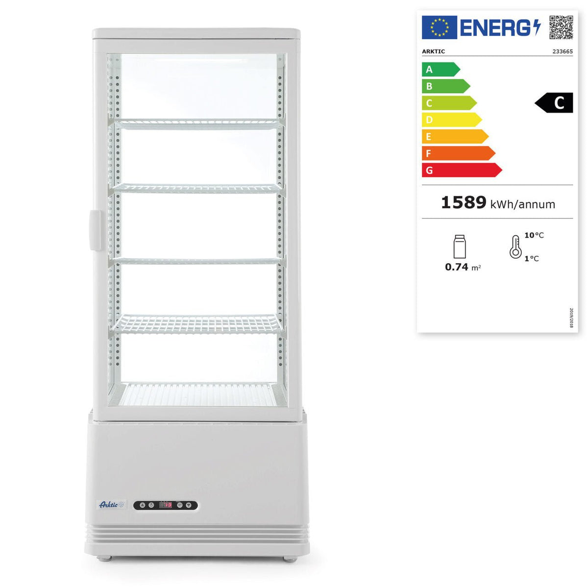 Vitrina frigorifica de prezentare 98 L alba - 452x406x(H)1116 mm