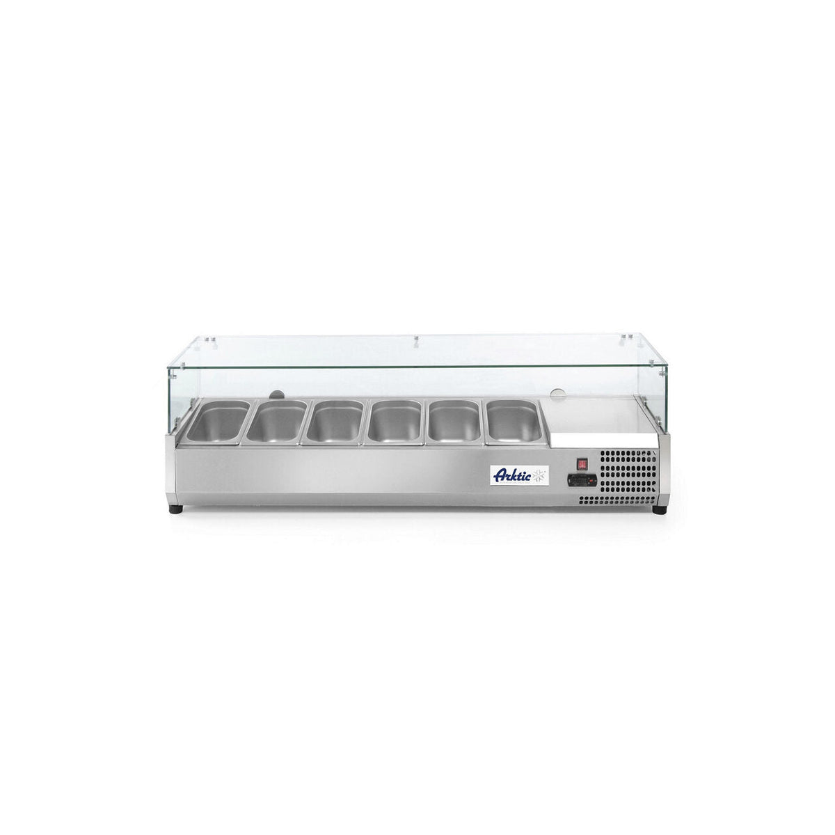 Vitrina prezentare Hendi, interval temp. -2/8?C, 180W, corp inox, ARKTIC by Hendi, 1405x395x(H)430 mm, 6 vase  GN 1/3