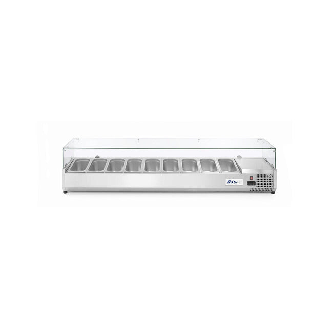 Vitrina prezentare Hendi, interval temp. -2/8?C, 180W, corp inox, ARKTIC by Hendi, 2005x395x(h)430 mm, 9 vase  GN 1/3