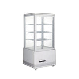 Vitrina rece pt prezentare, alba, 68 lt, interval temp 0-12 gr C, 170 W, 3 rafturi reglabile pe inaltime, ARKTIC by Hendi, 452x406x(H)891 mm, Clasa energetica C