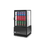 Vitrina rece pt prezentare, neagra, 58 lt, interval temp. 2-6 gr C, 170 W, 2 rafturi reglabile pe inaltime, ARKTIC by Hendi, 452x406x(H)816 mm, Clasa energetica C