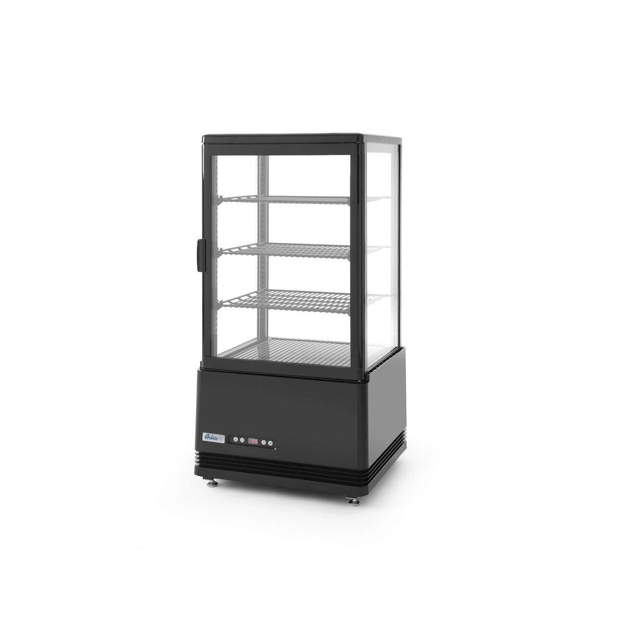 Vitrina rece pt prezentare, Negru, 68 lt, interval temp 2-6 gr C, 170 W, 3 rafturi reglabile pe inaltime, ARKTIC by Hendi, 452x406x(H)891 mm, Clasa energetica C