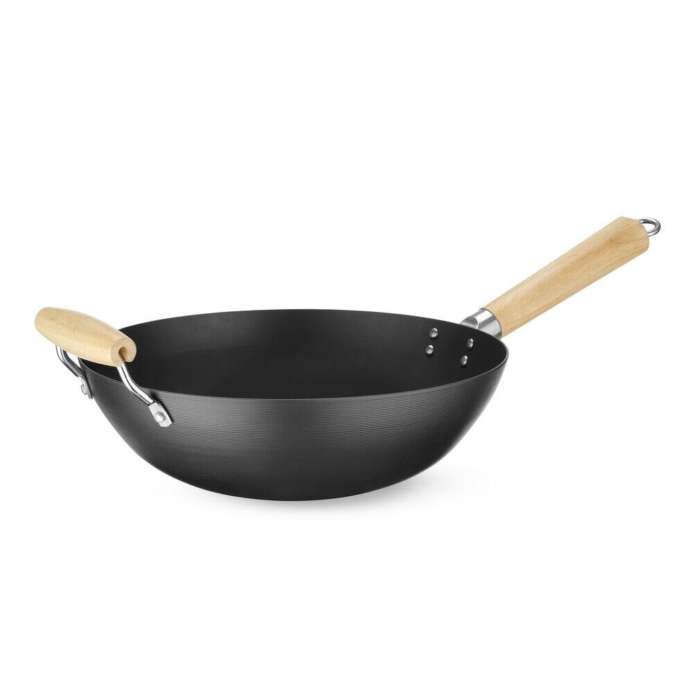 Wok cu maner din lemn Ø 32 cm (H) 100mm otel carbon