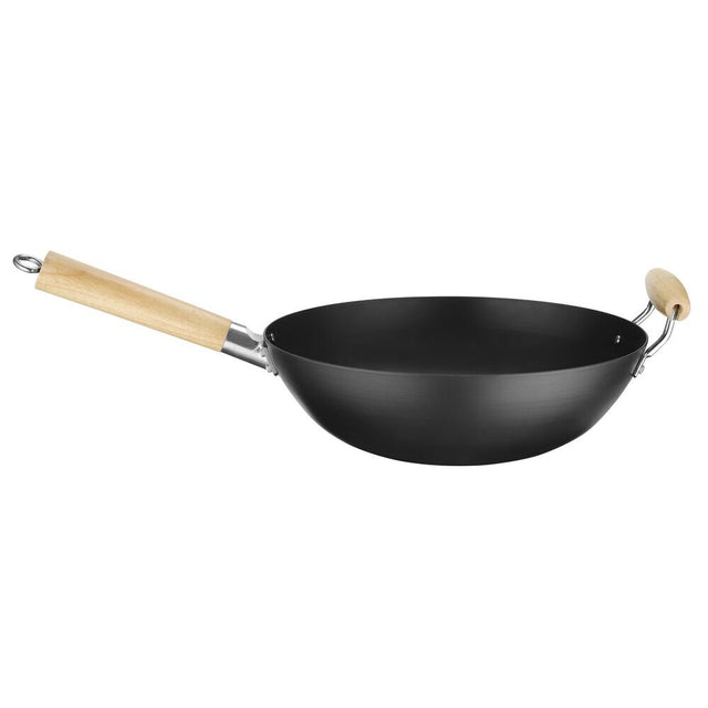 Wok cu maner din lemn Ø 32 cm (H) 100mm otel carbon