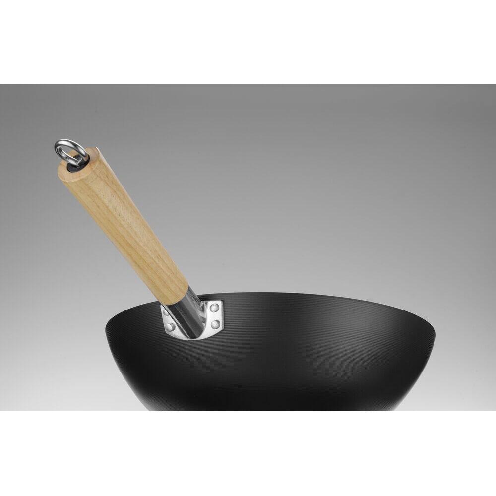 Wok cu maner din lemn Ø 32 cm (H) 100mm otel carbon