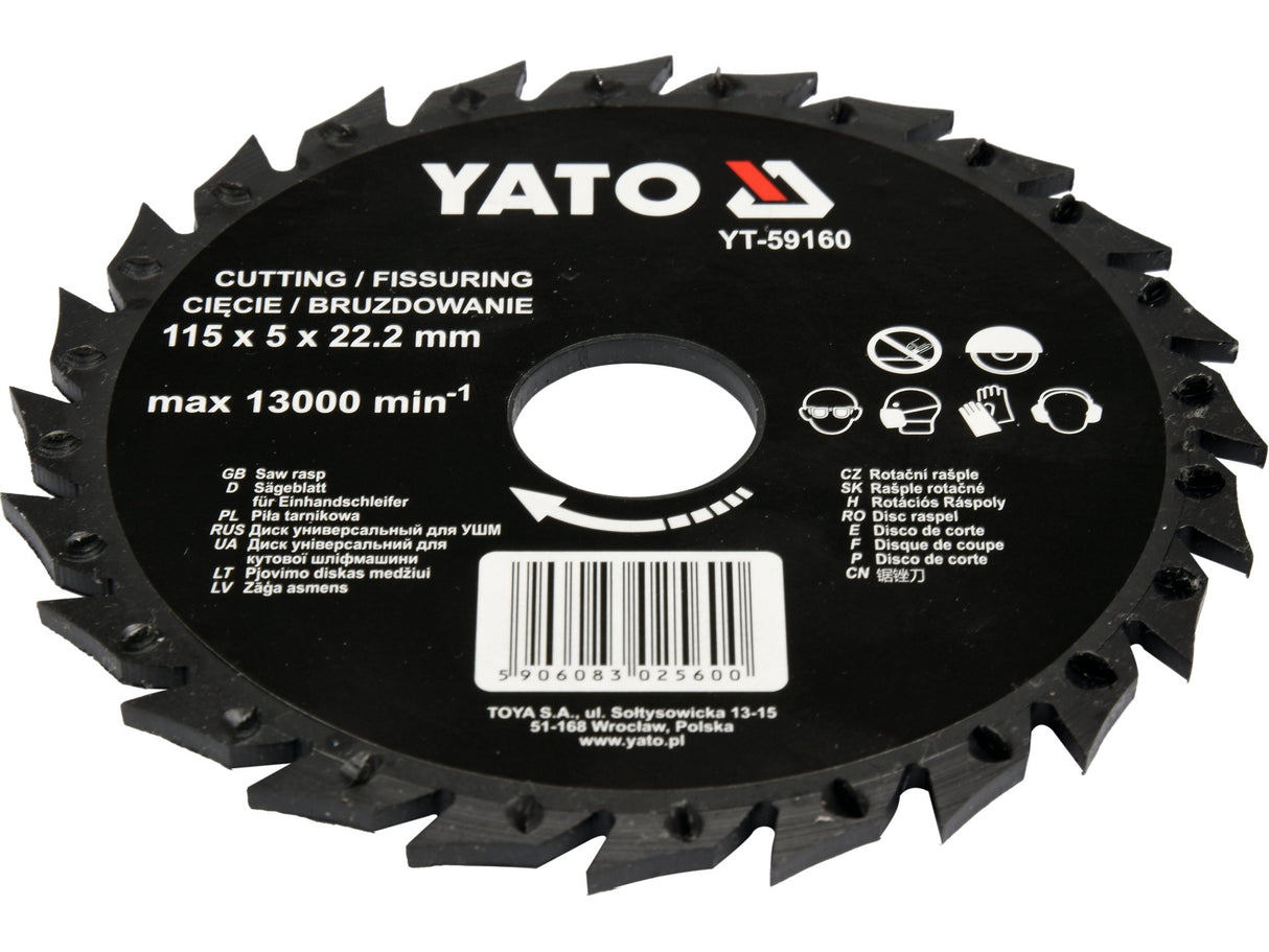 DISC CIRCULAR RASPEL YATO YT-59160 PENTRU LEMN, 115X22,2MM