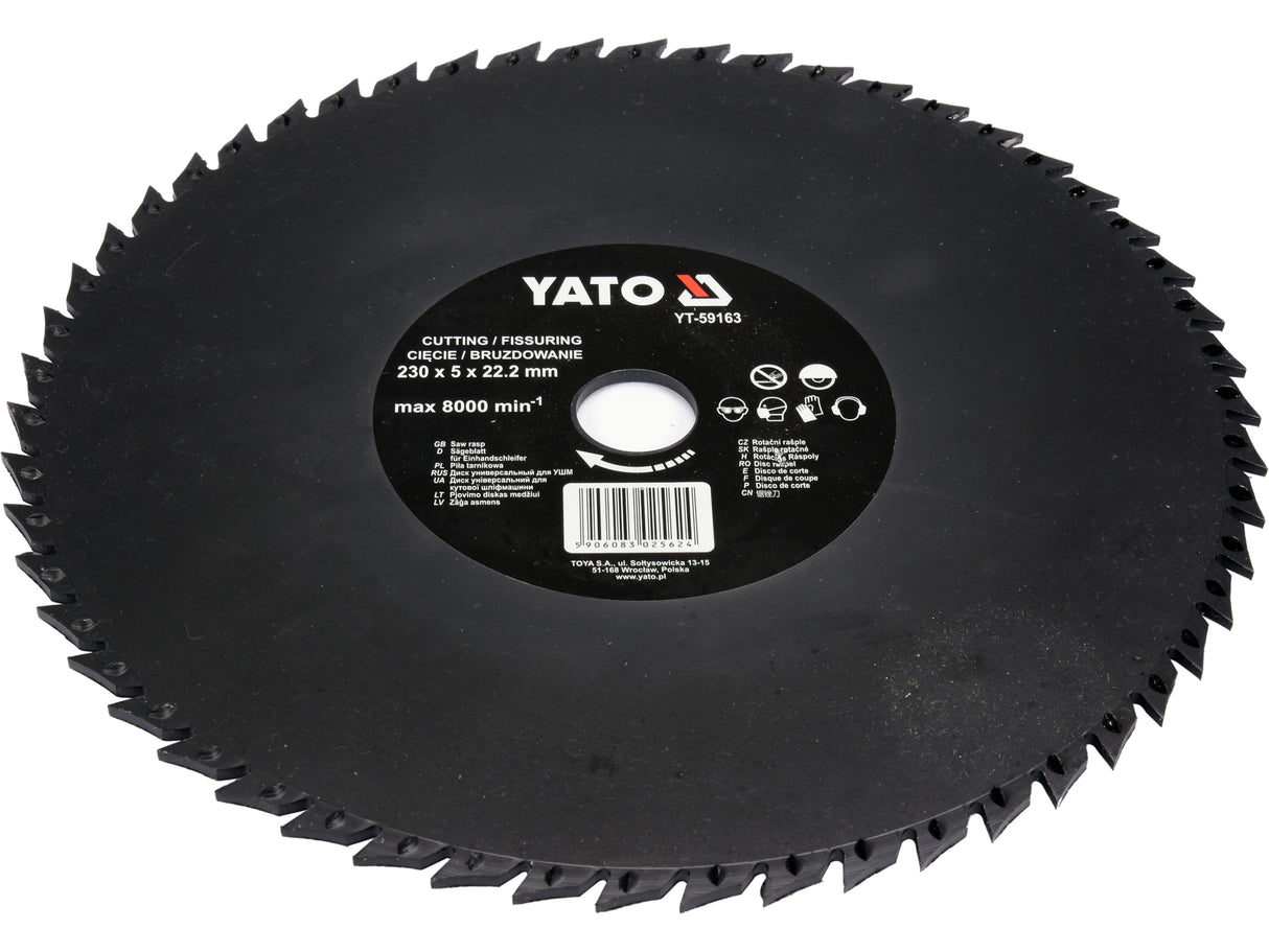 KÖR RASZTÓKORONG YATO YT-59163 FA, 230X22,2 MM