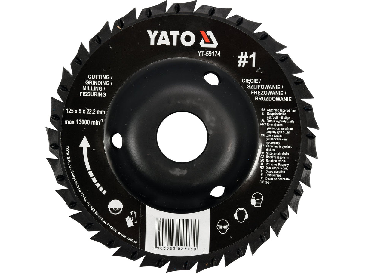DISC CIRC.RASPEL DEPRESAT,125X22.2MM,NR2 YATO YT-59174